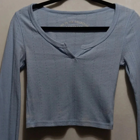 Womens S Aero Pre-shrunk OG Tee Collection Babydoll Baby Blue V Neck Twilight - Picture 3 of 9